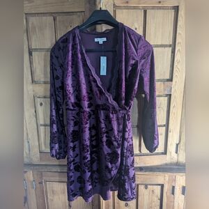 Whimsey Goth. NWT Franseca's Burn Out Velvet Wrap Dress/Kimono. Lace Details.